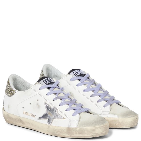 Golden Goose Shoes - Golden Goose Super Star Sneakers Size 38 Women's Silver Gold Glitter Lavender